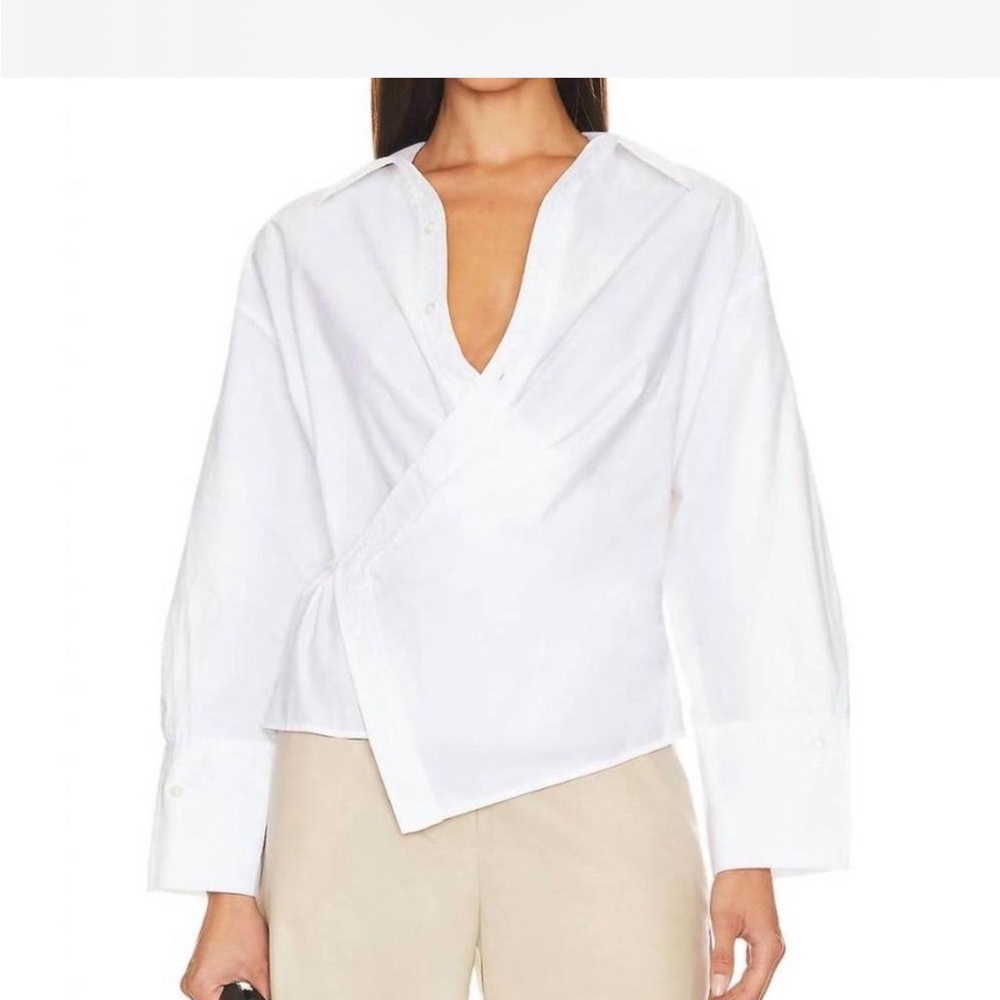 A.L.C. White Button Down Wrap Shirt
